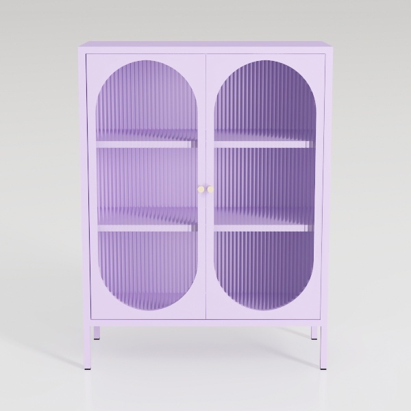 Small 2 Transparent Door Metal Storage Side Buffet