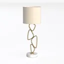 Modern Gold Metal Marble Base Fabric Shade Table Lamp 3D Model Left 45 Degree View