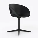 Modern Minimalist Black Plastic Metal Swivel Chair 3D Model Right 45 Degree View