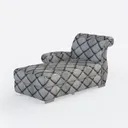 Luxury Tufted Velvet Chaise Lounge Indoor 3D Model Right 45 Degree View