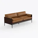Modern Leather Upholstered Two Seater Sofa With Dark Wood Metal Frame 3D Model Right 45 Degree View