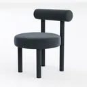 Minimalist Dark Velvet Upholstered Accent Chair 3D Model Left 45 Degree View