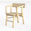 Minimalist Solid Oak Wood Armchair 3D Model Left 45 Degree View