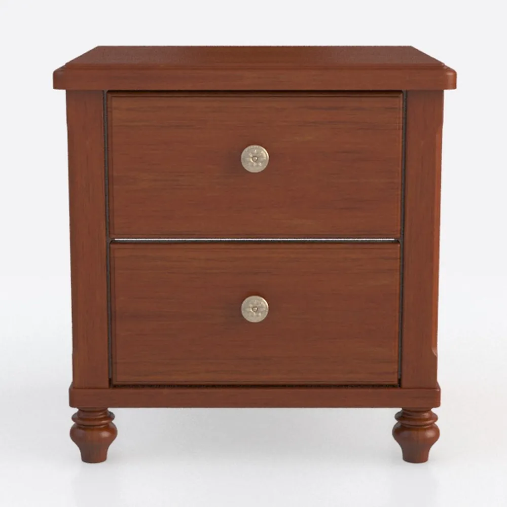 Farmhouse Solid Pine Wood 2 Drawer Nightstand in