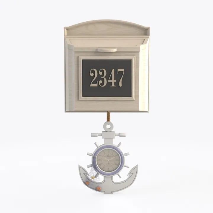 Coastal Nautical Solid Wood Wall Mounted Mailbox Clock 3D Model