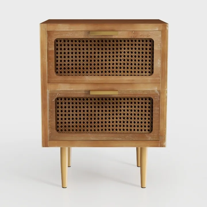 Side Table Rattan Nightstand Small Home Bedroom
