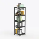 Aheaplus Rotating Bookshelf, 360 Display Wood Left 45 Degree View