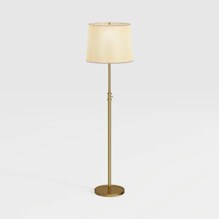 Modern Brass Fabric Shade Floor Lamp 3D Model
