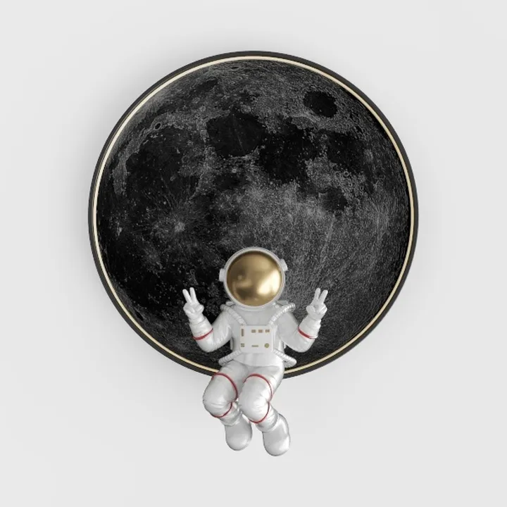 Modern Astronaut Moon Wall Decor Art 3D Model