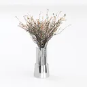 Minimalist Clear Glass Tabletop Vase with Dried Floral Arrangement 3D Model Left 45 Degree View