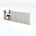 Minimalist Solid Wood Open Shelf Storage Cabinet 3D Model Left 45 Degree View