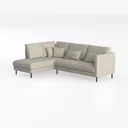 Minimalist Fabric L Shaped Sectional Sofa with Throw Pillows 3D Model Left 45 Degree View