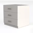 Minimalist White Solid Wood 3 Drawer Dresser 3D Model Left 45 Degree View