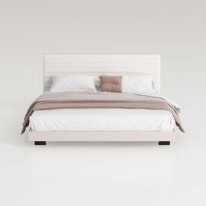 Minimalist Upholstered Platform Bed with Channel Tufted Headboard 3D Model