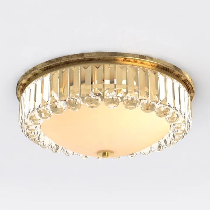 Luxury Gold Crystal Glass Flush Mount Ceiling Lamp 3D Model