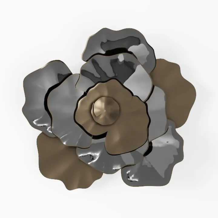 Modern Two Tone Metal Floral Wall Art Decor 3D Model