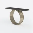 Modern Contemporary Gold Metal Black Top Console Table 3D Model Left 45 Degree View