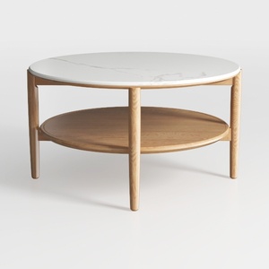 VASAGLE Round Coffee Table, 2 Tier Coffee Table wi