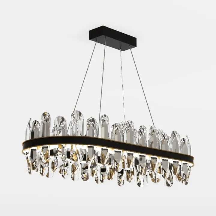 Modern Crystal Metal Linear Chandelier 3D Model