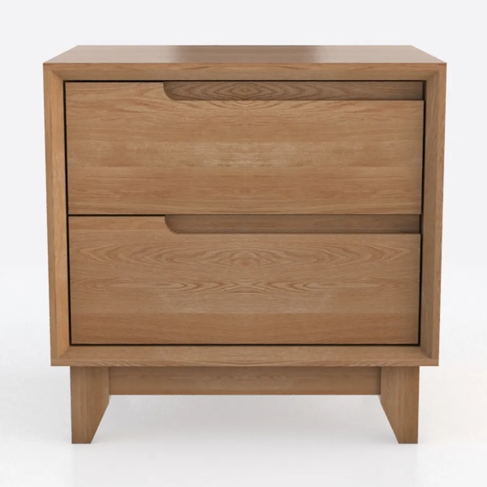 Allora 2 Drawer Wood Night Stand in Walnut