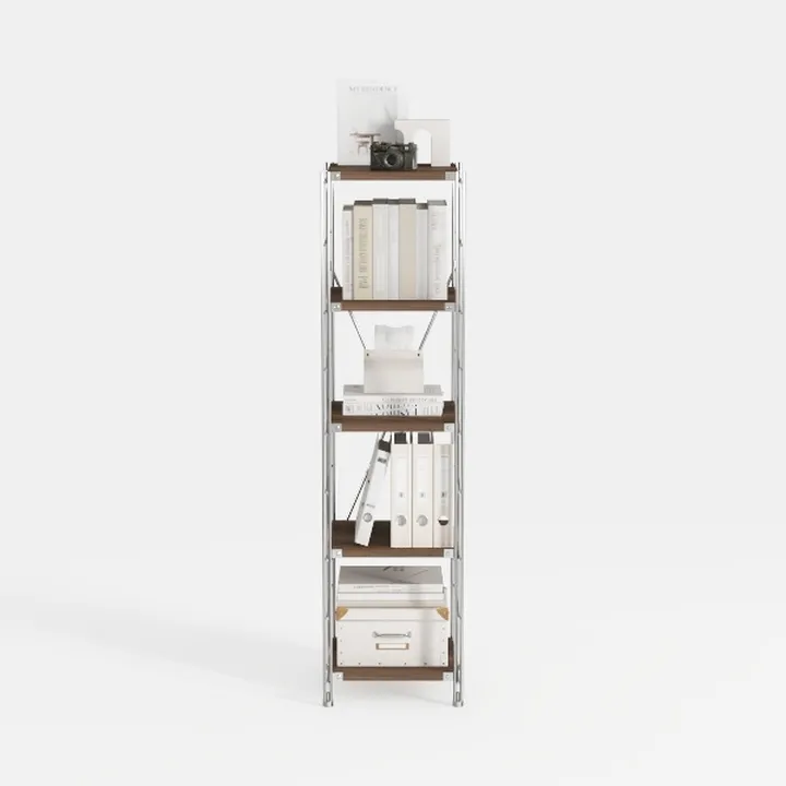 Minimalist Metal Wood Freestanding Bookshelf Storage Shelving Unit 3D Model