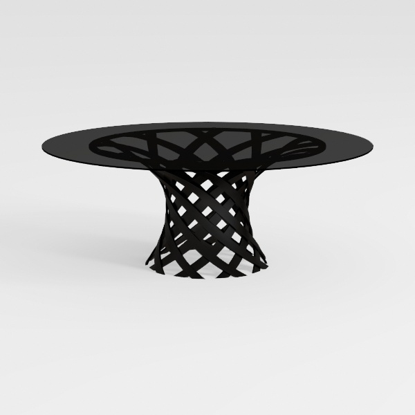 Black Wood Round 54 in. Pedestal Base Dining Table