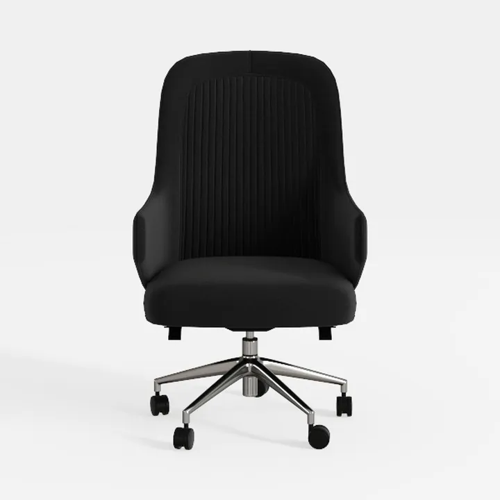 Minimalist Black Fabric Office Chair with Metal Base 3D Model