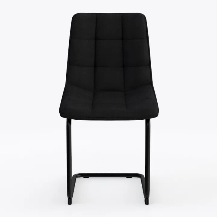 Modern Black Fabric Upholstered Metal Frame Dining Chair 3D Model