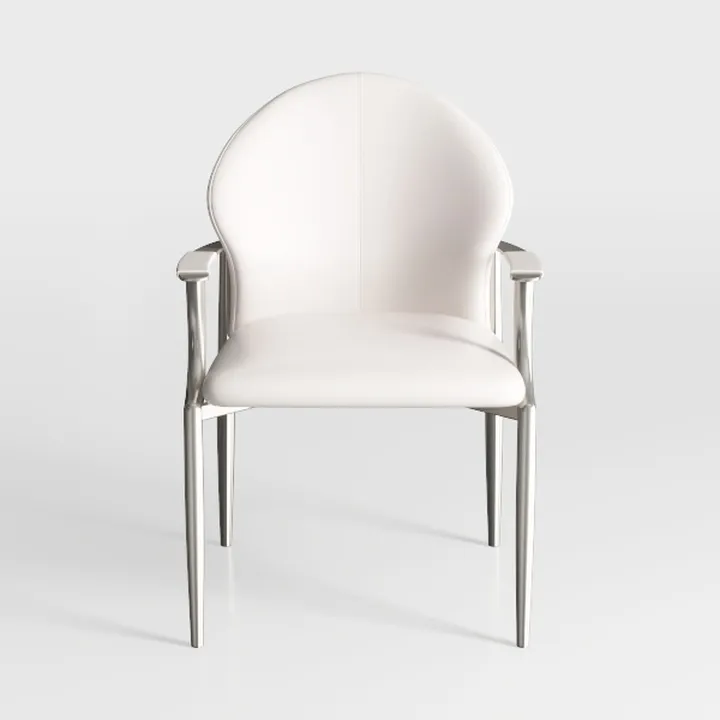 Minimalist White Leather Metal Armchair 3D Model