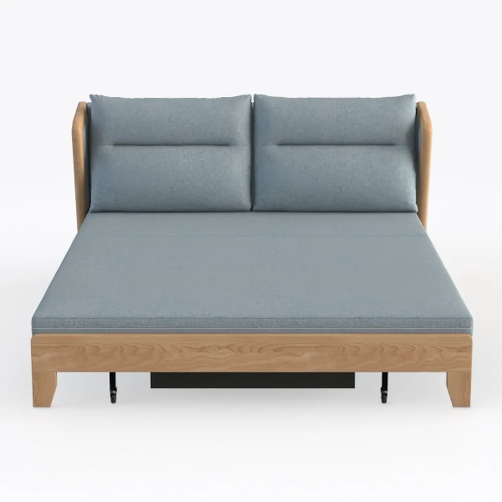 59" Double Convertible Sofa Sleeper,Blue cushion S