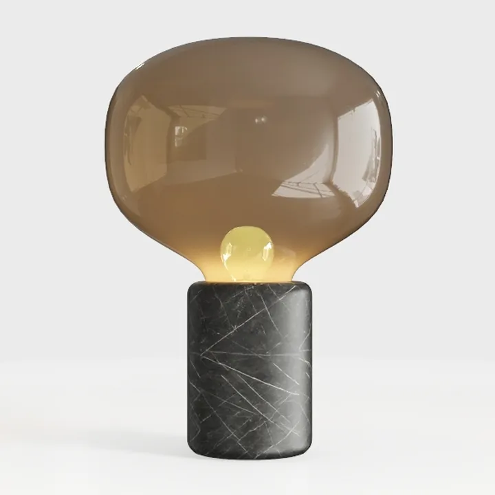Green Table Lamp Dimmable Ribbed Glass Bedside