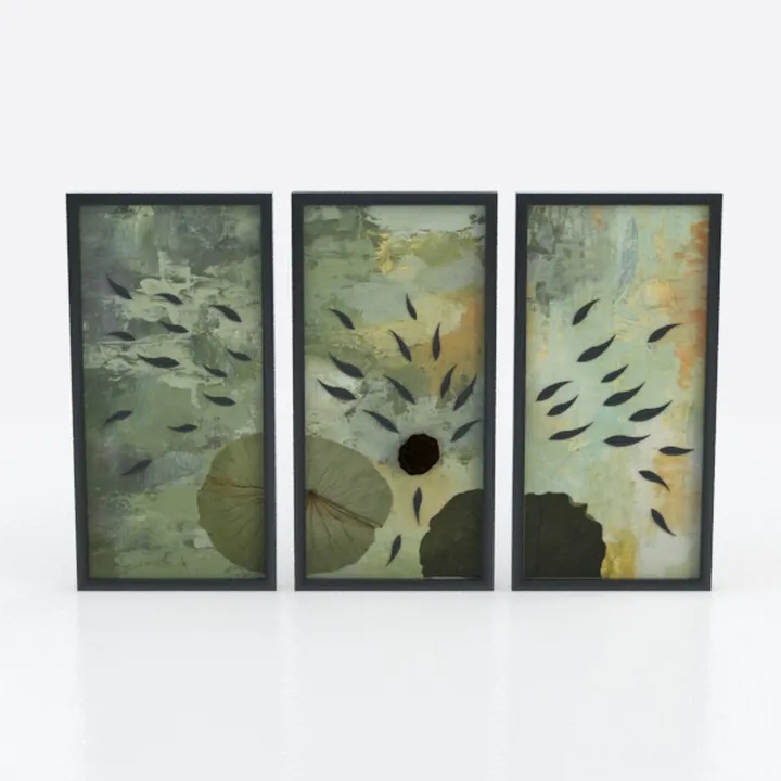 Vintage Framed Botanical Wall Art Set 3D Model