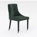 Modern Dark Green Velvet Upholstered Dining Chair with Metal Accent Legs 3D Model Right 45 Degree View