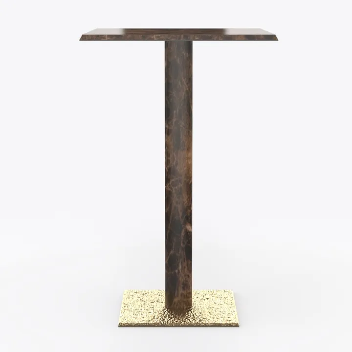 Modern Luxury Marble and Brass Square Bar Table 3D Model
