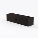 Minimalist Dark Solid Wood TV Cabinet With Circular Hardware 3D Model Left 45 Degree View