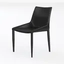 Minimalist Black Leather Dining Chair 3D Model Left 45 Degree View
