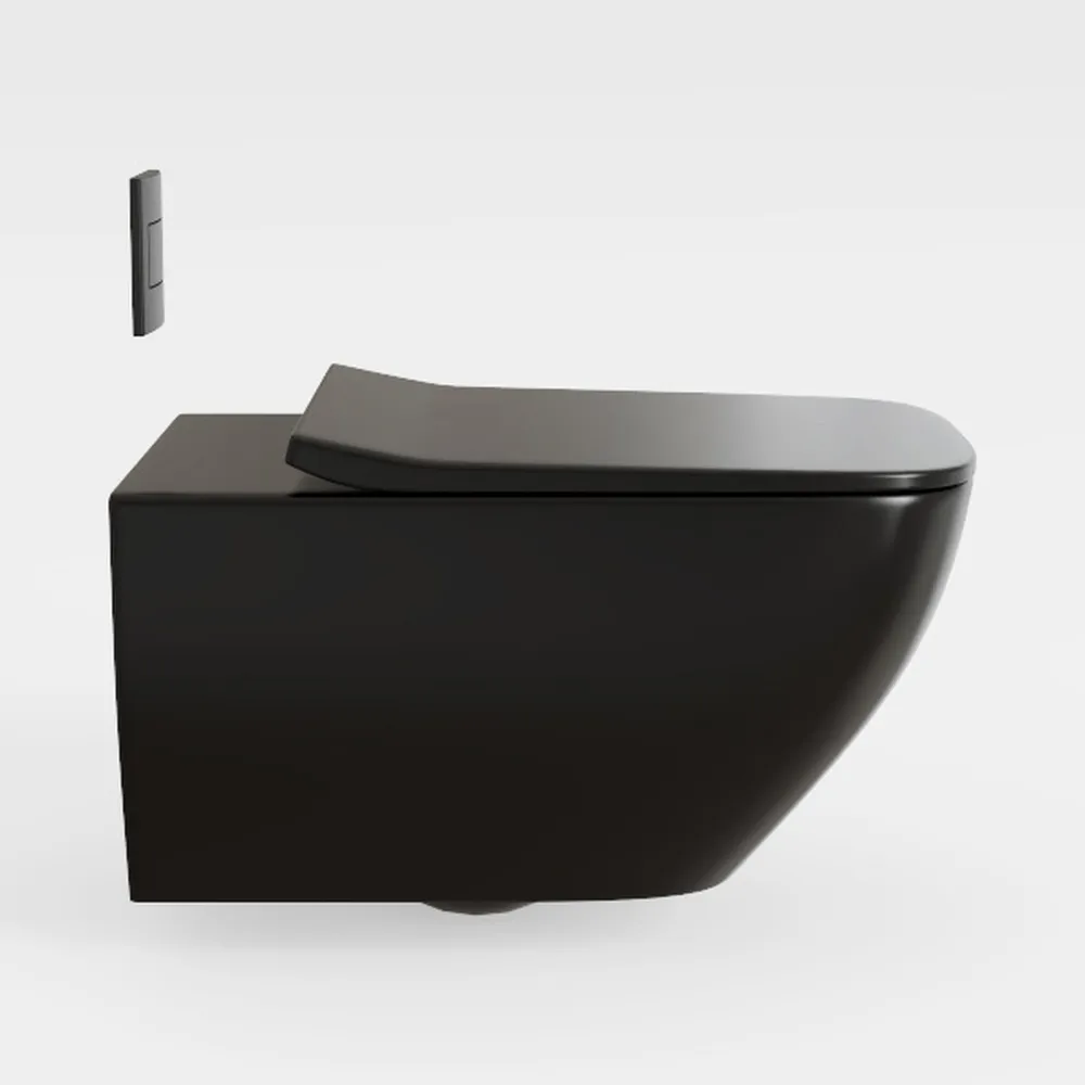Black Smart Bidet Toilet with Auto Open Lid and