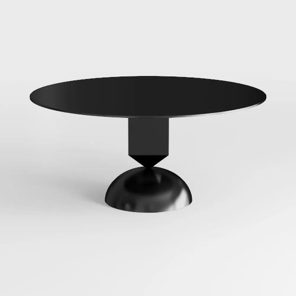 Ganso 35.25 in. Black Round Metal Coffee Table wit