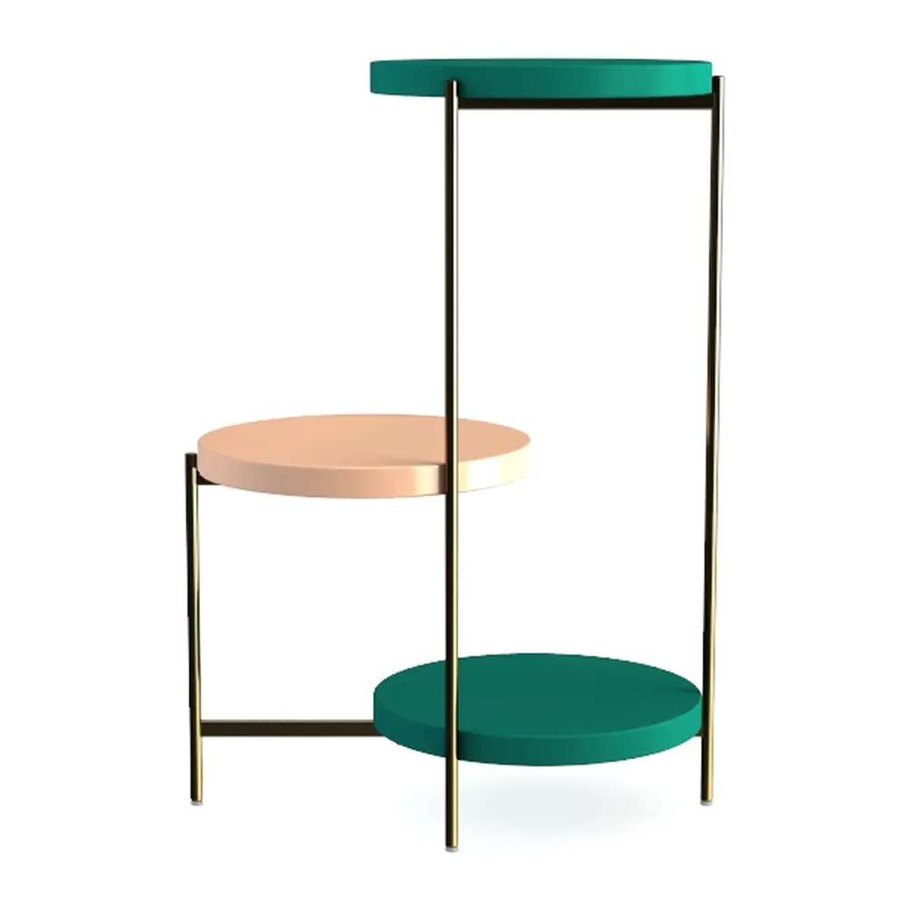 Metal Side End Table, Round Steel Patio Coffee