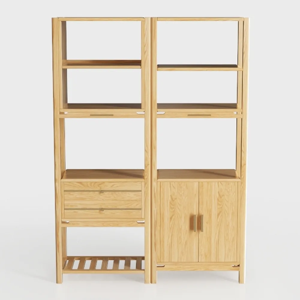 SICOTAS Bookshelf 5 Tier Book Shelf Rattan Boho