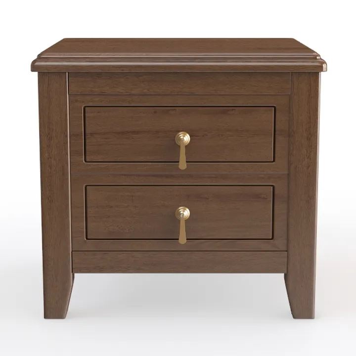 Traditional Solid Wood Nightstand with Brass Hardware 3D Model