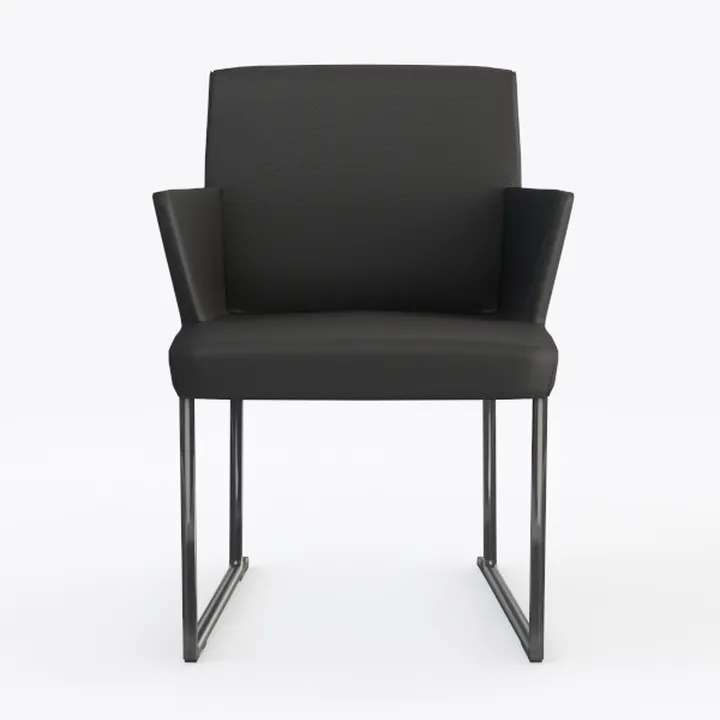 Minimalist Black Leather Metal Armchair 3D Model
