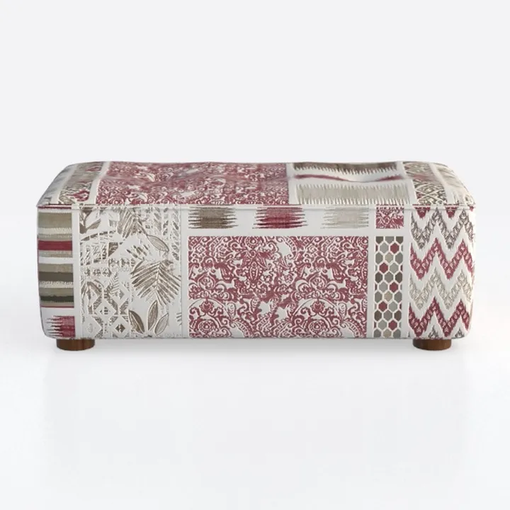 Large Rectangle Orange/Cream Medallion Bench with 