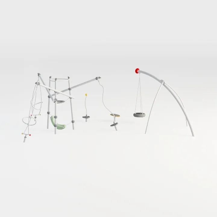 Modern Metal Outdoor Playground Equipment Set with Swings 3D Model