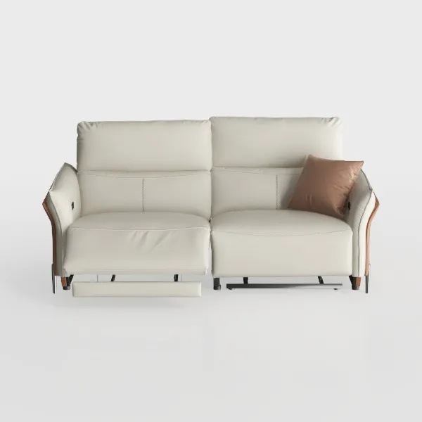 Modern Leather 2 Seat Recliner Sofa With Accent Pillow 3D Model Front View