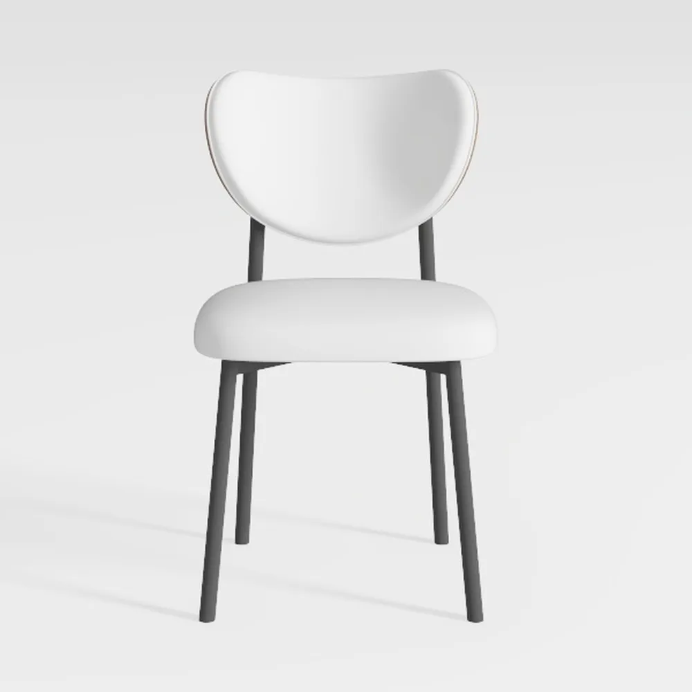 White Leather Dining Chairs Set of 4, Modern