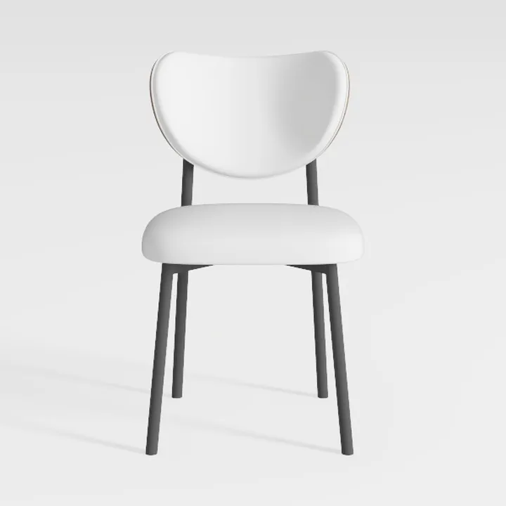 White Leather Dining Chairs Set of 4, Modern
