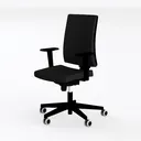 Minimalist Black Fabric Office Chair with Rolling Base 3D Model Left 45 Degree View