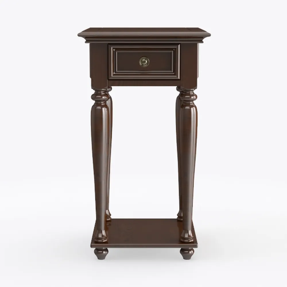 PARISLOFT Vintage Wood Side Table with Carved