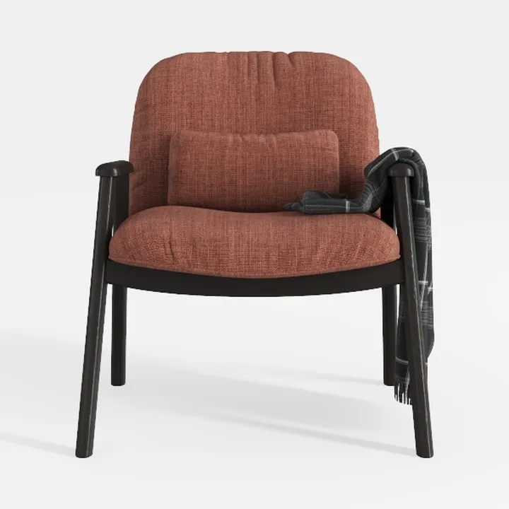 Modern Fabric Upholstered Wooden Accent Chair 3D Model